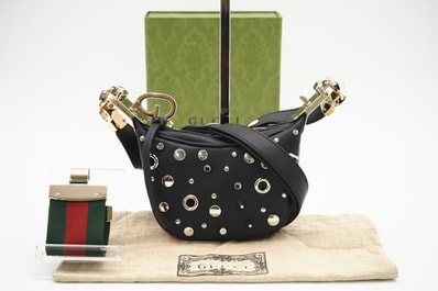 極美品 GUCCI グッチ レザー スタッズ ミニ 2WAYショルダーバッグ 718512 2wayショルダーバッグ ゴールド シルバー ブラック レザー レディース