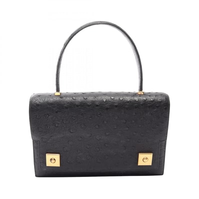 エルメス HERMES ピアノ25 ハンドバッグ バッグ オーストリッチ オーストリッチ ○U刻印(1991年製造) レディース ブラック系 【中古】