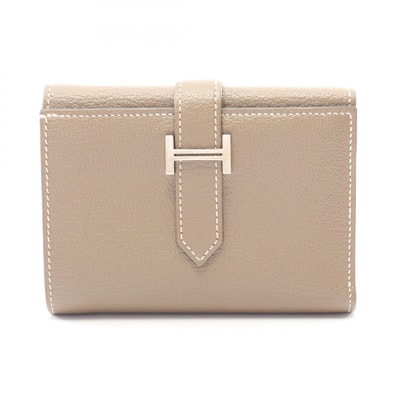 エルメス HERMES ベアンコンビネ エトゥープ 三つ折り財布 財布 レザー シェーブル エトゥープ U刻印(2022年製造) レディース ベージュ系 【中古】