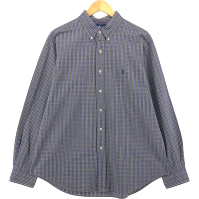 古着 ラルフローレン Ralph Lauren CLASSIC FIT クラシックフィット 長袖 ボタンダウンチェックシャツ メンズXL相当/eaa560813
