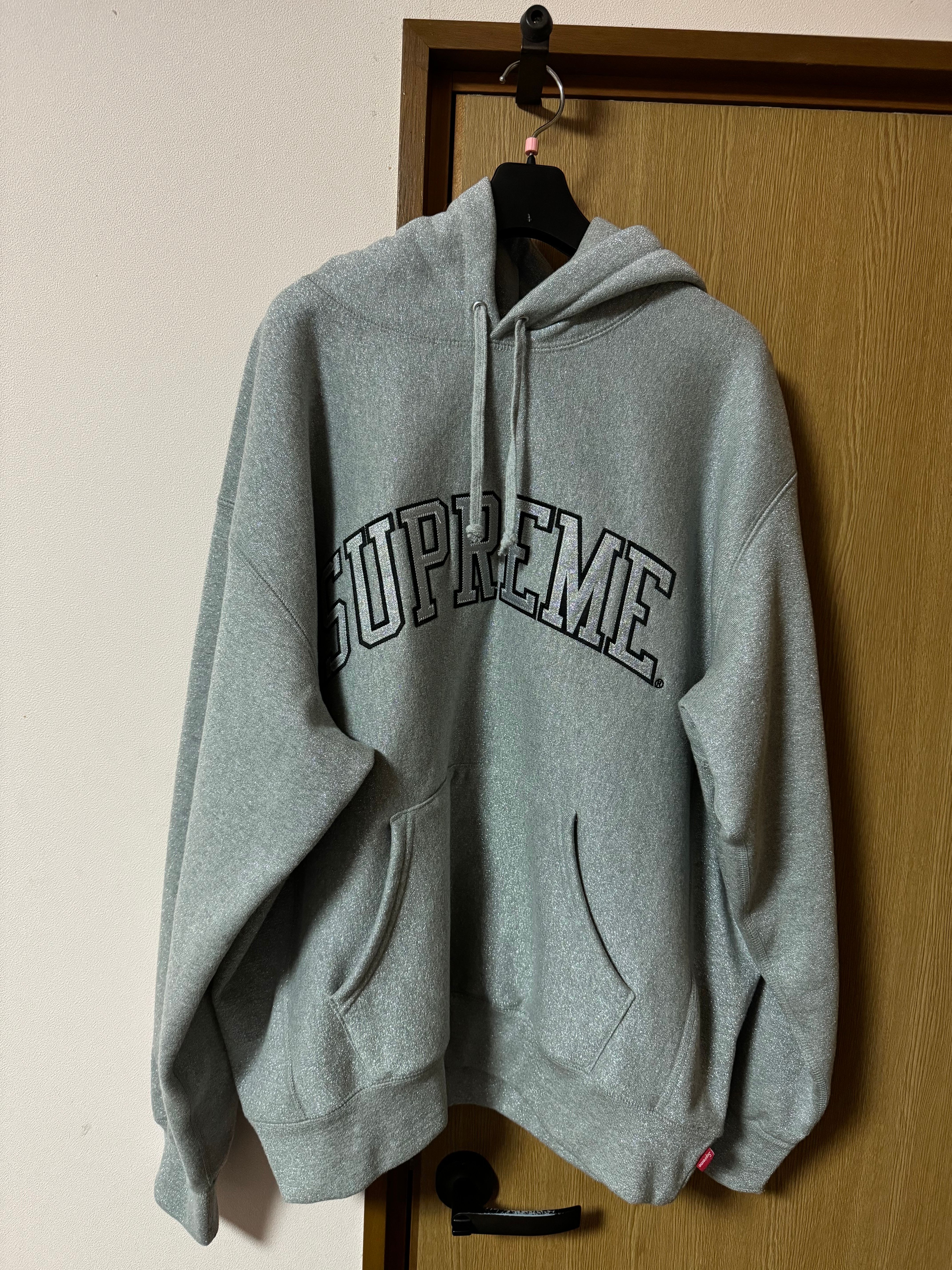 Supreme Glitter Arc Hooded Sweatshirt "Heather Grey"