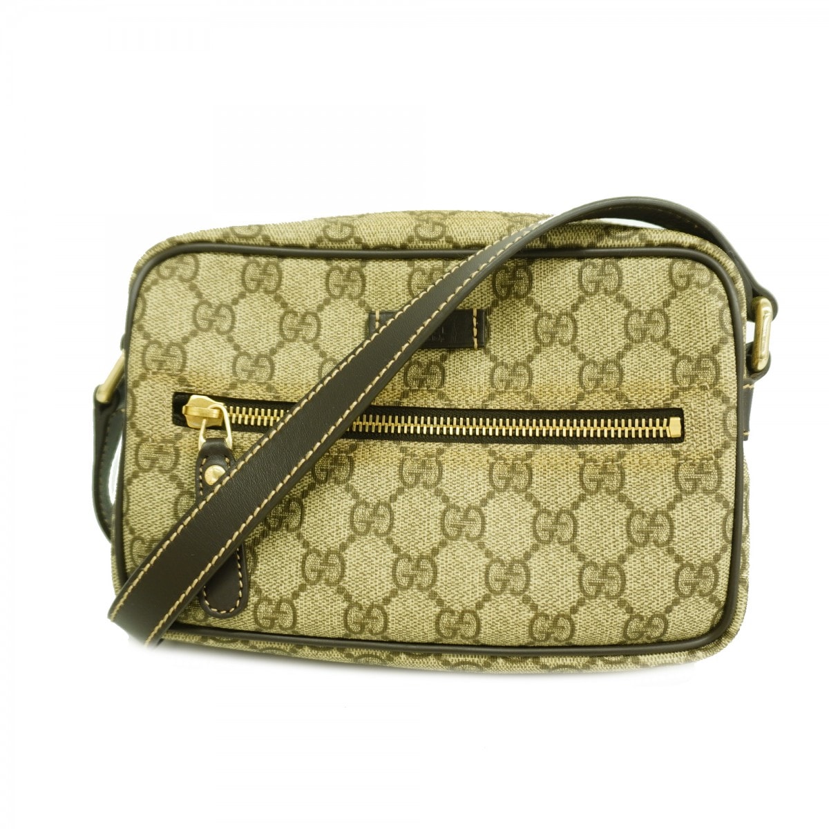 ★最終価格【6cd4315-k】グッチ ショルダーバッグ GGスプリーム 201447 PVC ブラウン シャンパンゴールド金具【中古】レディース