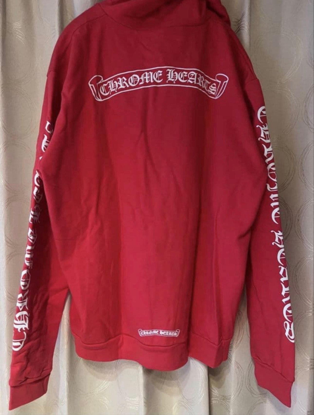 Chrome Hearts Scroll Logo Hoodie "Red/White"