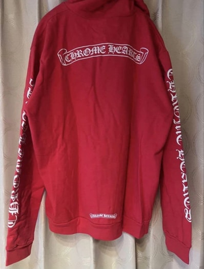 Chrome Hearts Scroll Logo Hoodie "Red/White"