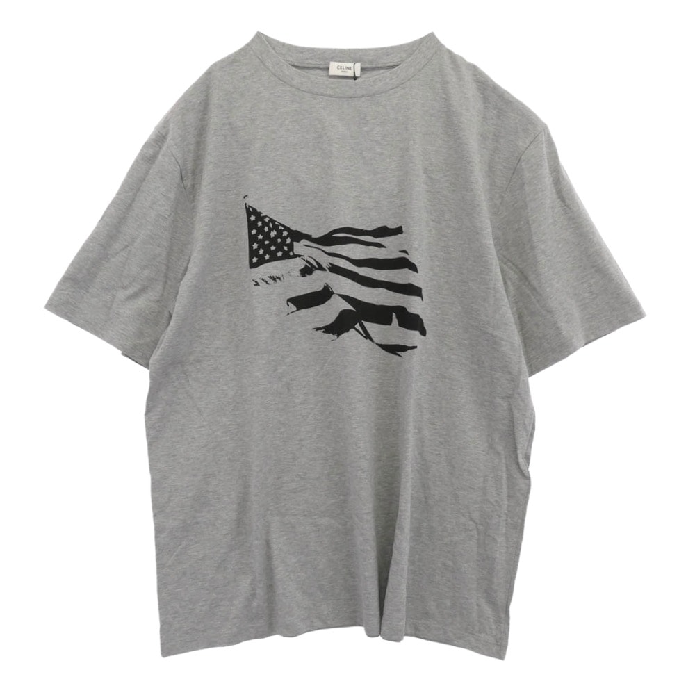 CELINE セリーヌ Tシャツ 22AW 2X86B671Q 星条旗グラフィックプリント オーバーサイズ 半袖 Tシャツ グレー系 M【極上美品】【中古】