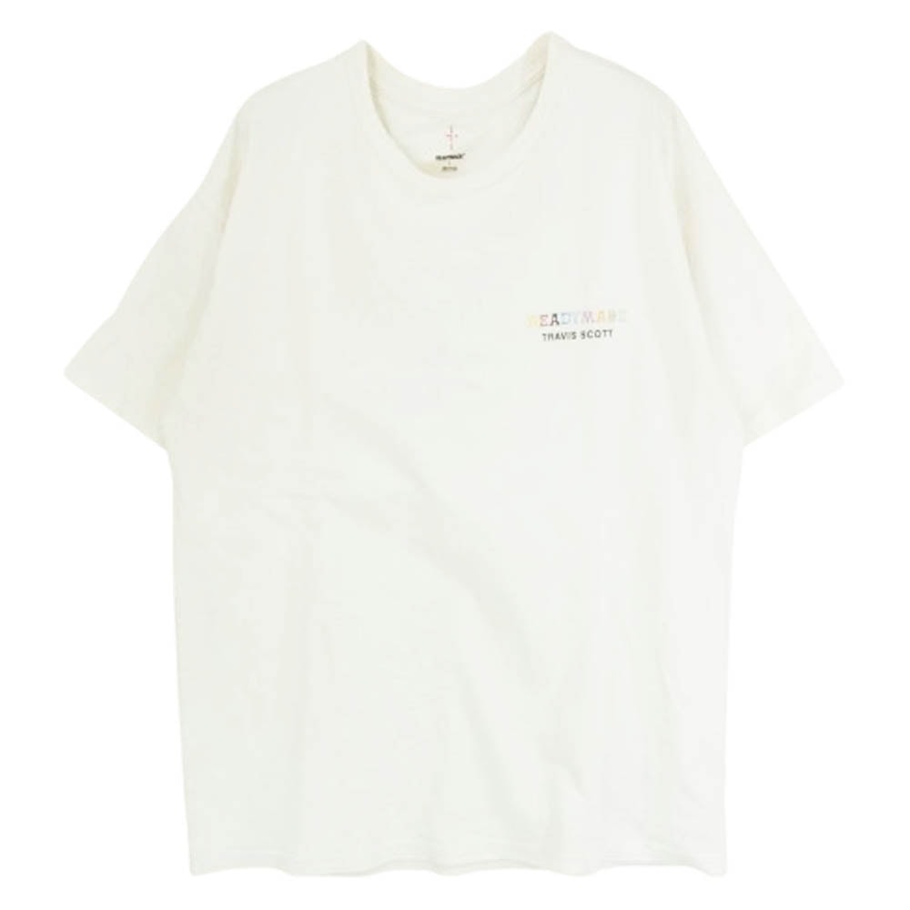 READY MADE レディメイド Tシャツ Travis Scott トラヴィススコット ロゴプリント クルーネック 半袖 Tシャツ ホワイト系 L【中古】