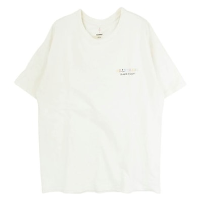 READY MADE レディメイド Tシャツ Travis Scott トラヴィススコット ロゴプリント クルーネック 半袖 Tシャツ ホワイト系 L【中古】