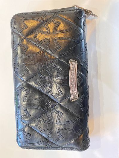 Chrome Hearts REC F Zip Cemetary Quilled Leather Wallet "Black"