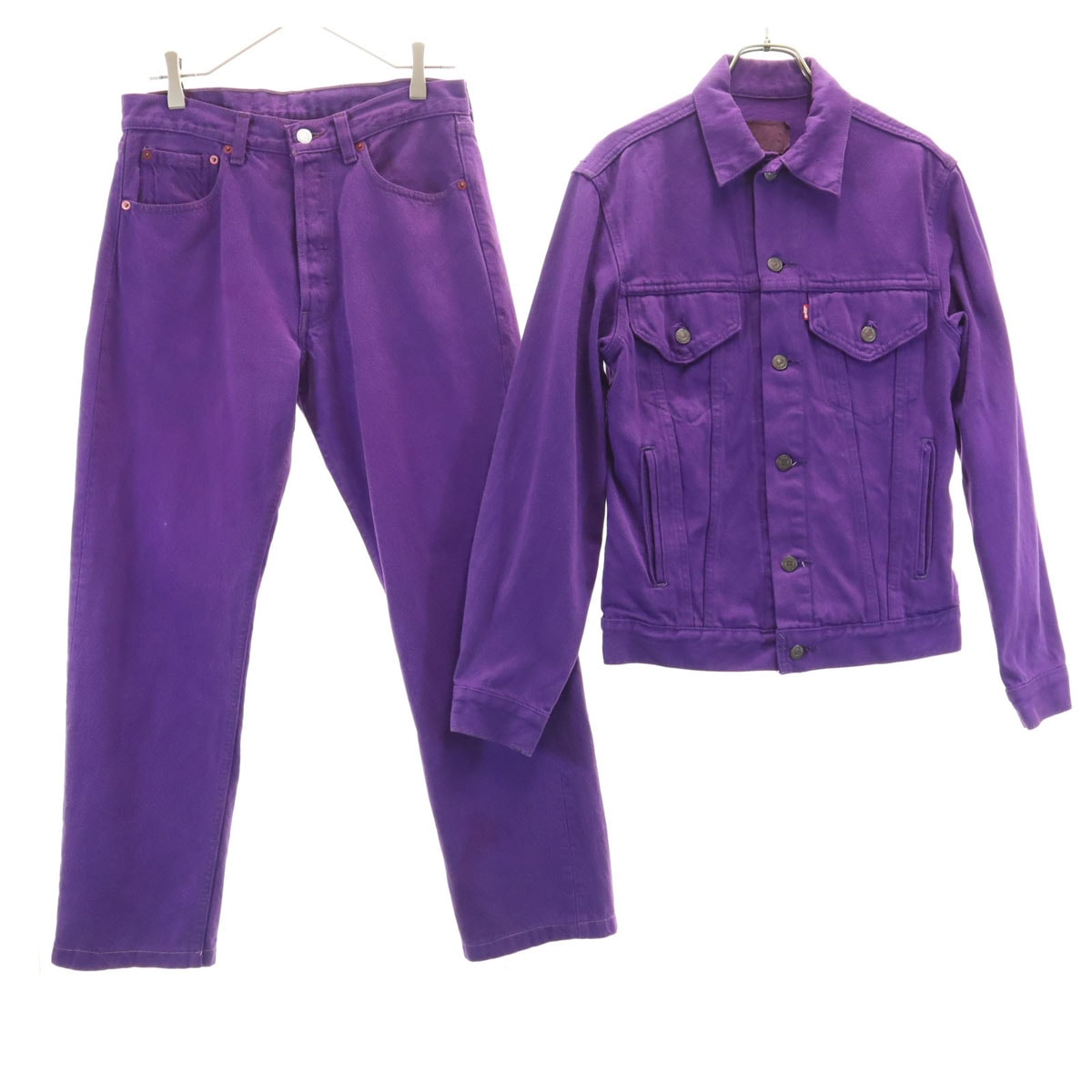 Levi's リーバイス 90s 70506-0257 USA製 カナダ製 オールド 後染め デニムジャケット 上下セットアップ 36/W32 トラッカー ジージャン