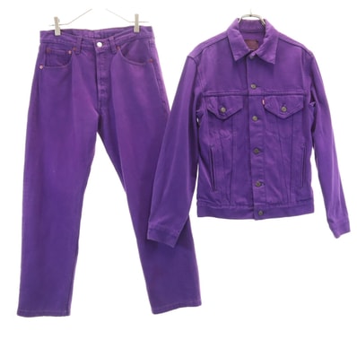 Levi's リーバイス 90s 70506-0257 USA製 カナダ製 オールド 後染め デニムジャケット 上下セットアップ 36/W32 トラッカー ジージャン