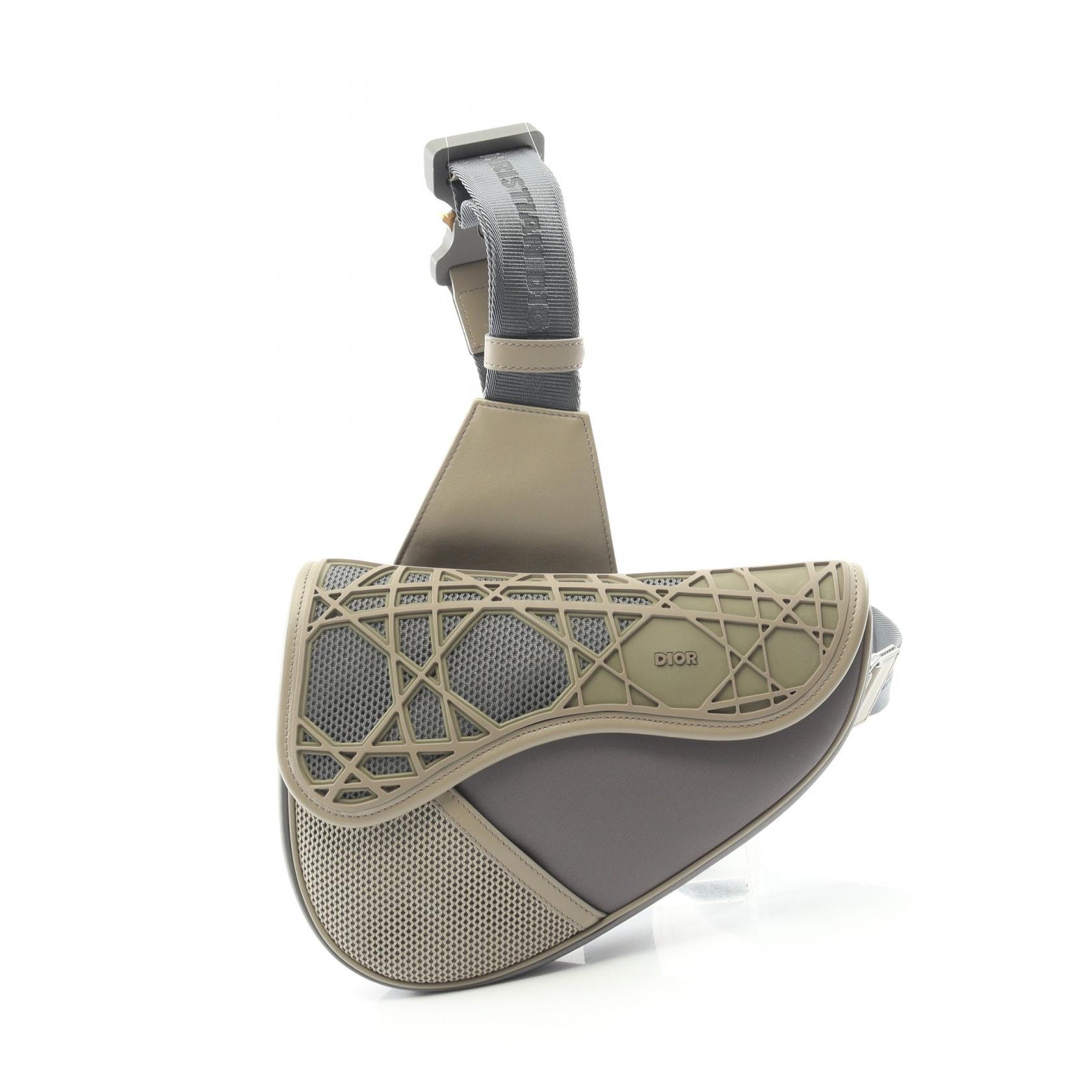 ディオール Dior SADDLE サドル ウエストバッグ ボディバッグ バッグ ナイロン レザー ラバー メンズ グレー系 / ベージュ系 【中古】