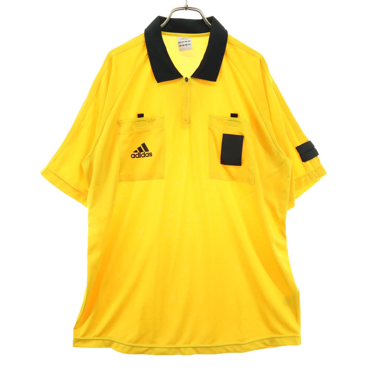 美品 adidas アディダス 日本製 半袖 レフリーシャツ ポロシャツ XO イエロー ダブルポケット