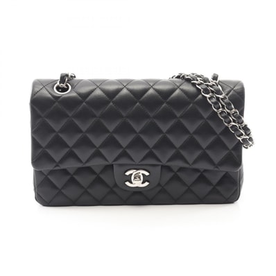 シャネル CHANEL マトラッセ Wフラップ ショルダーバッグ バッグ ラムスキン(羊革) レディース ブラック系 【中古】