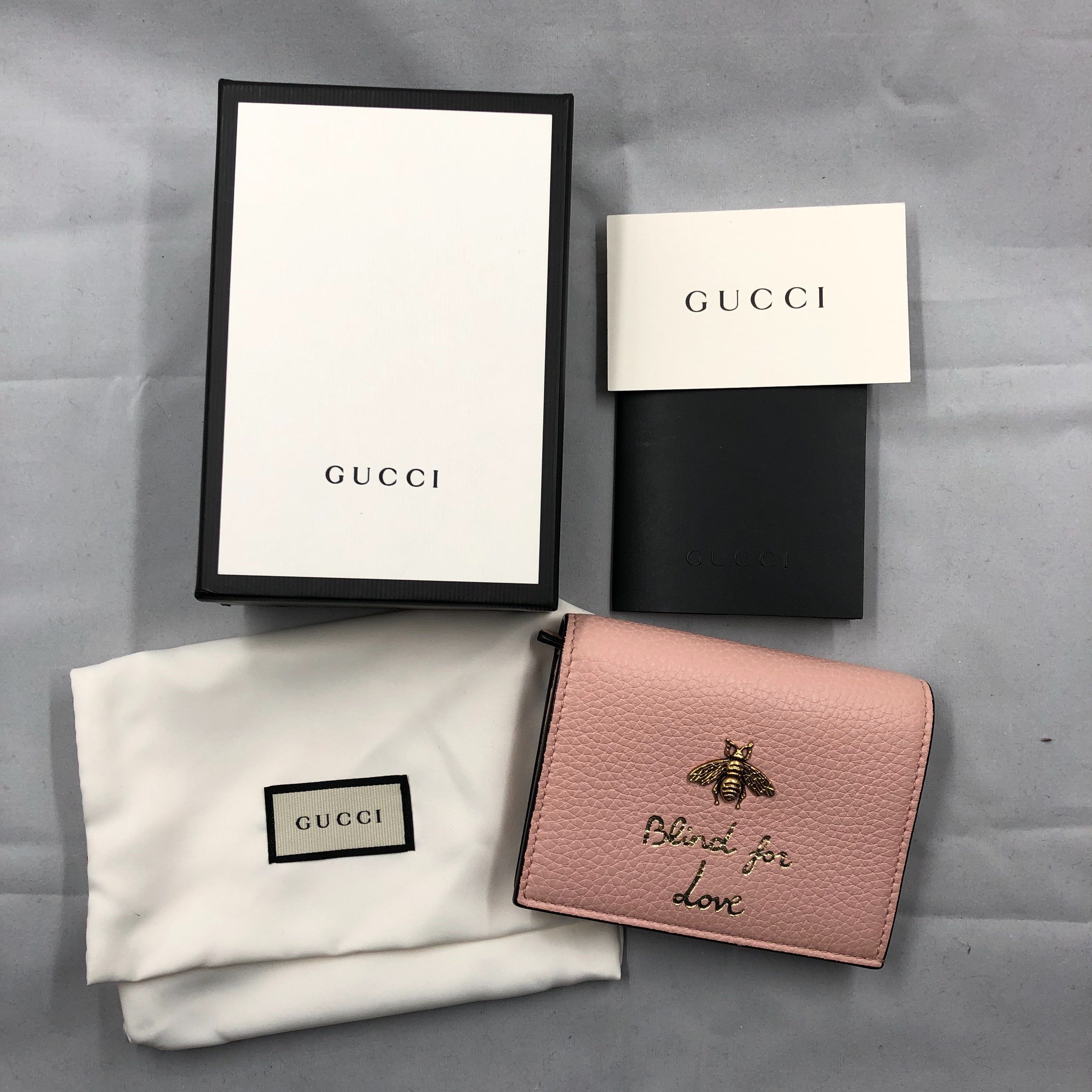 GUCCI Animalier Bee Small Wallet "Pink"