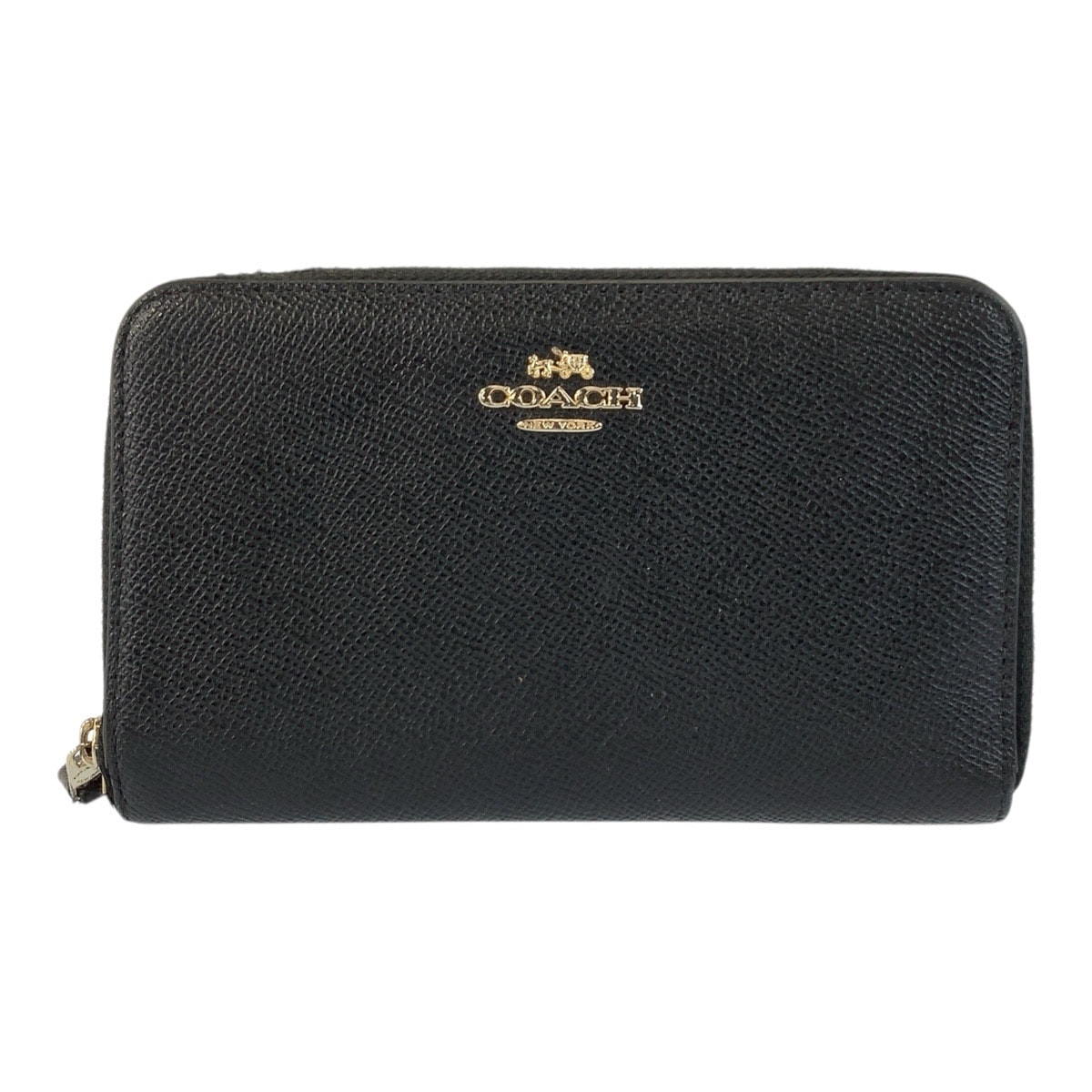COACH コーチ ブラック 黒 ゴールド金具 レザー 折財布 コンパクトウォレット 600311 【中古】