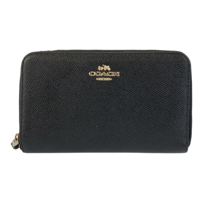 COACH コーチ ブラック 黒 ゴールド金具 レザー 折財布 コンパクトウォレット 600311 【中古】