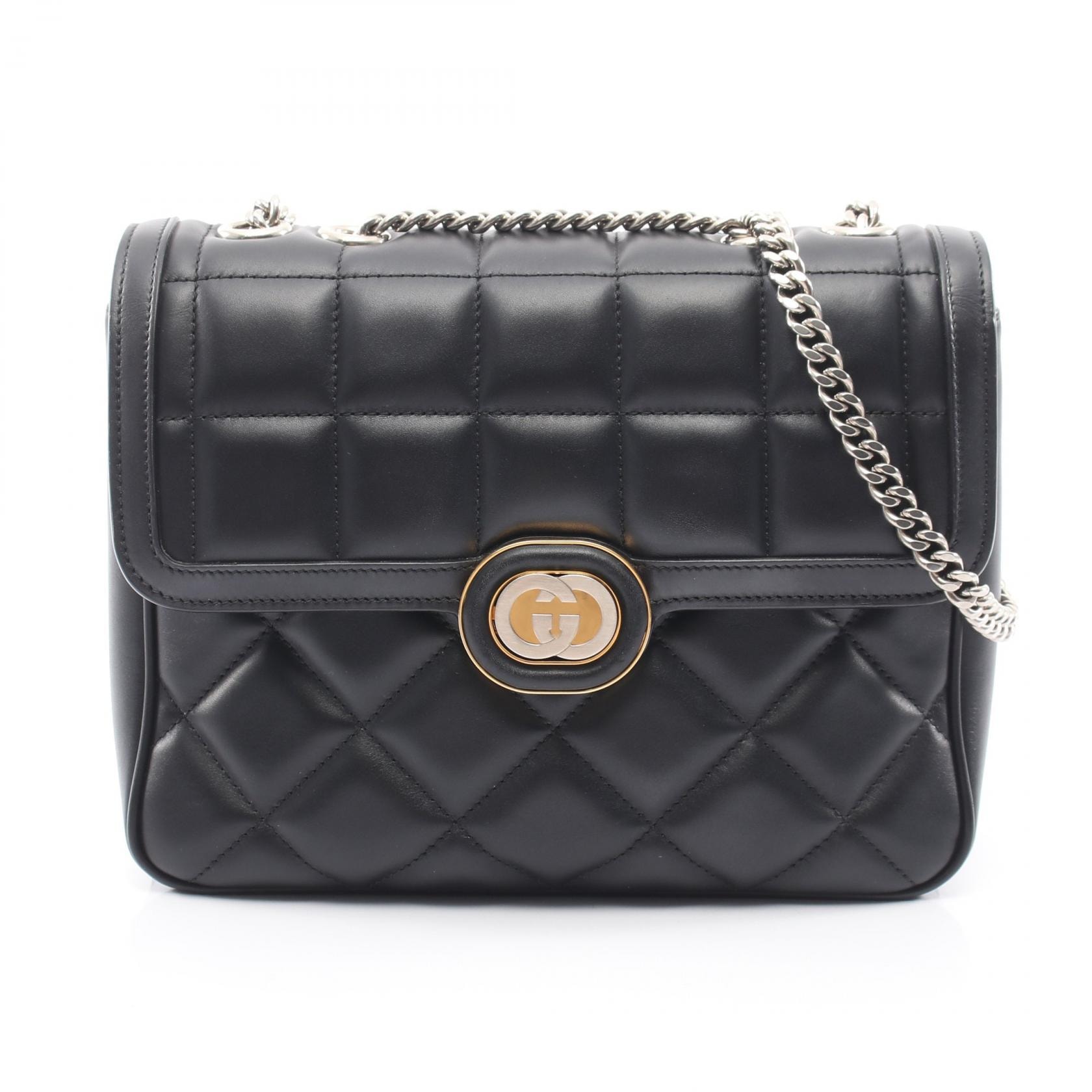 グッチ GUCCI デコ ショルダーバッグ バッグ レザー レディース ブラック系 740834 【中古】