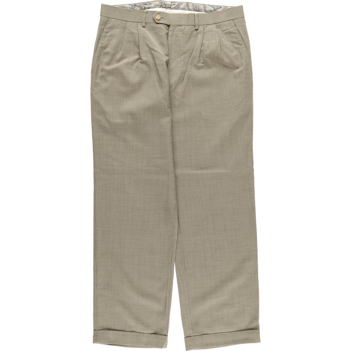 古着 ラルフローレン Ralph Lauren LAUREN ローレン TOTAL COMFORT チェック柄 ツータック ウールパンツ スラックス メンズw36相当/eaa569050