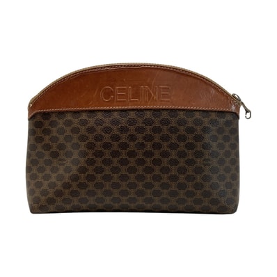 CELINE セリーヌ マカダム柄 ロゴ型押し クラッチバッグ ブラウン セカンドバッグ ヴィンテージ