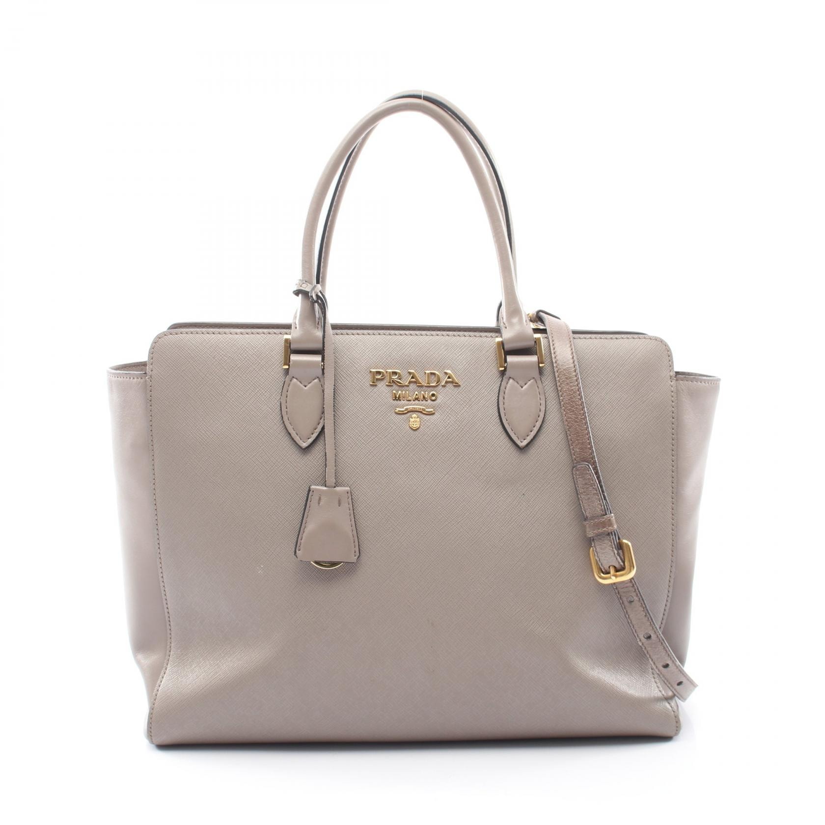 プラダ PRADA 2WAY ハンドバッグ バッグ サフィアーノレザー レザー レディース ベージュ系 【中古】
