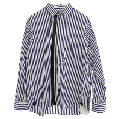 Sacai サカイ 長袖シャツ 23SS 23-03008M コットンポプリン ストライプ フロントジップ 長袖 シャツ ブルー系 3【中古】