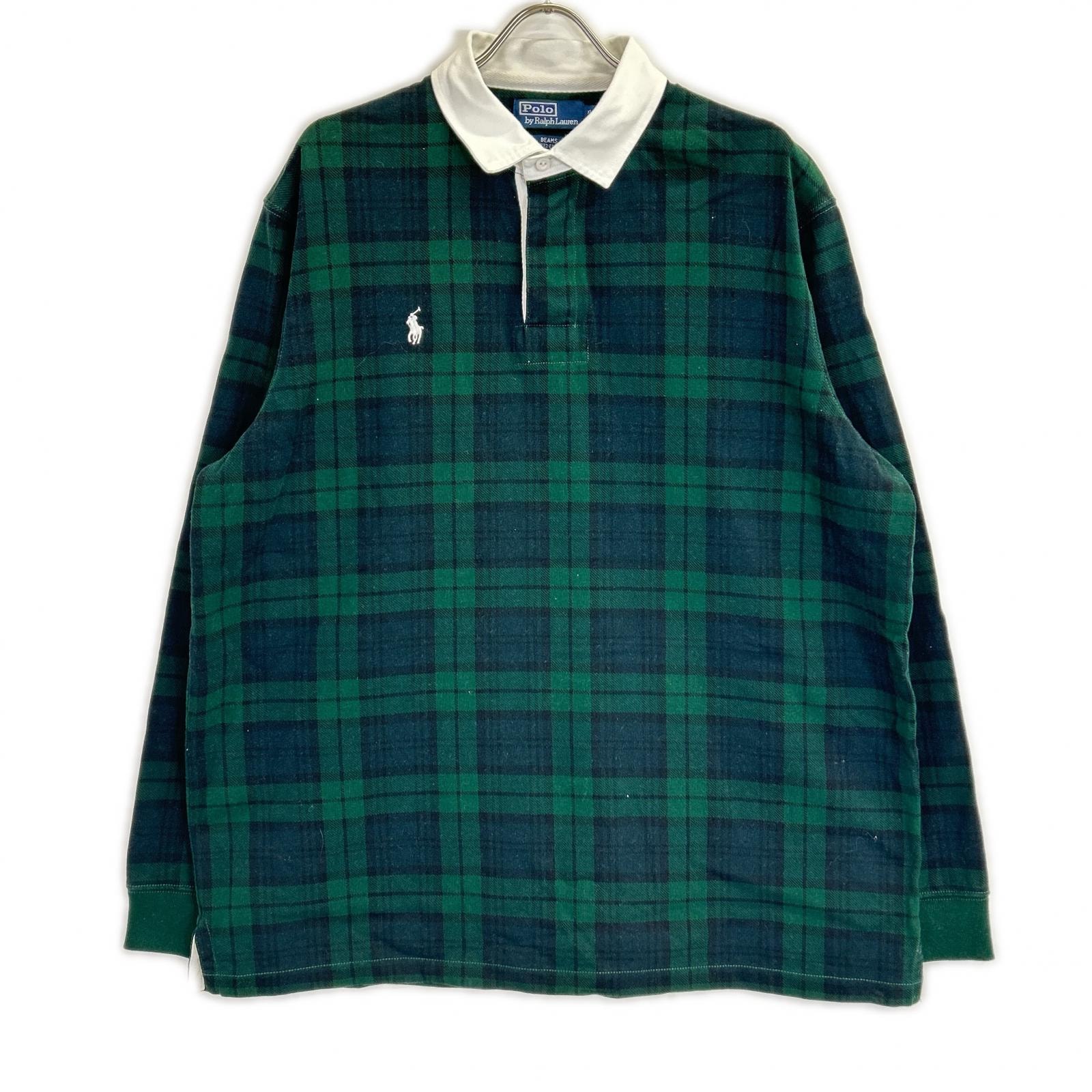 ポロ ラルフローレン 【BEAMS LIMITED EDITION】チェック 長袖 ラグビーシャツ XL
