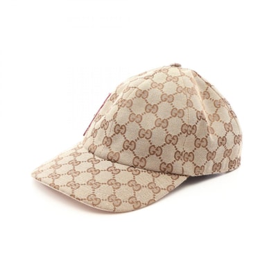 グッチ GUCCI GUCCI × ヒグチユウコ GGキャンバス キャップ 帽子 コットン レディース ベージュ系 / ブラウン系 847862 【中古】