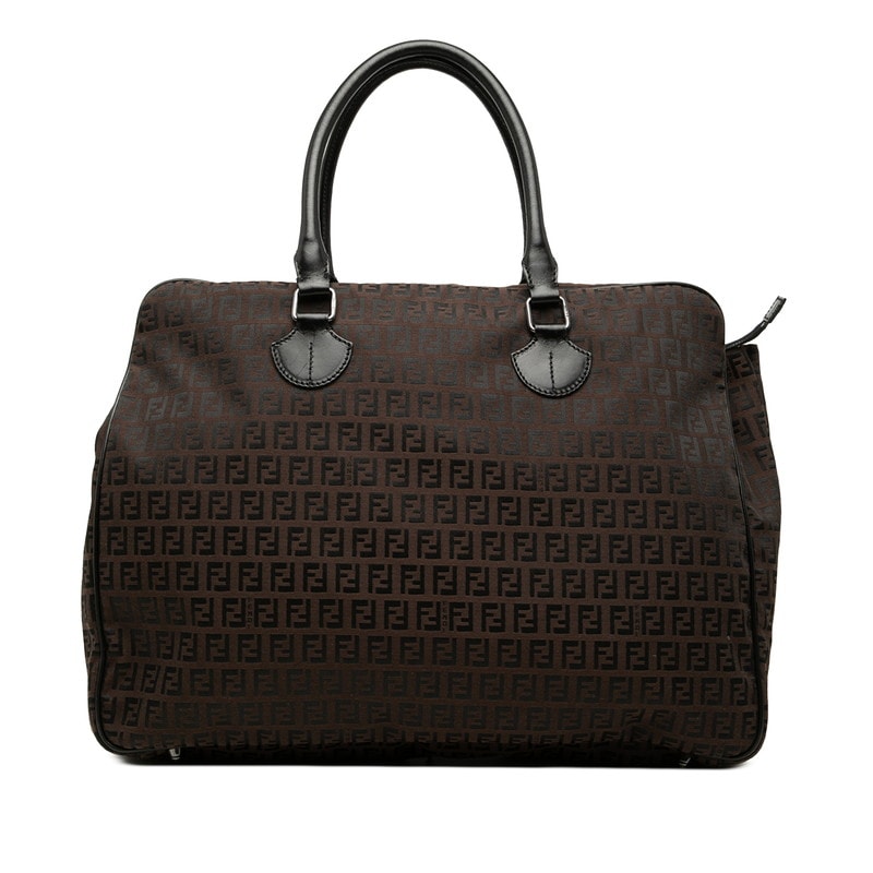 フェンディ ズッキーノ ビジネスバッグ ハンドバッグ ブラウン ブラック キャンバス レザー レディース FENDI 中古