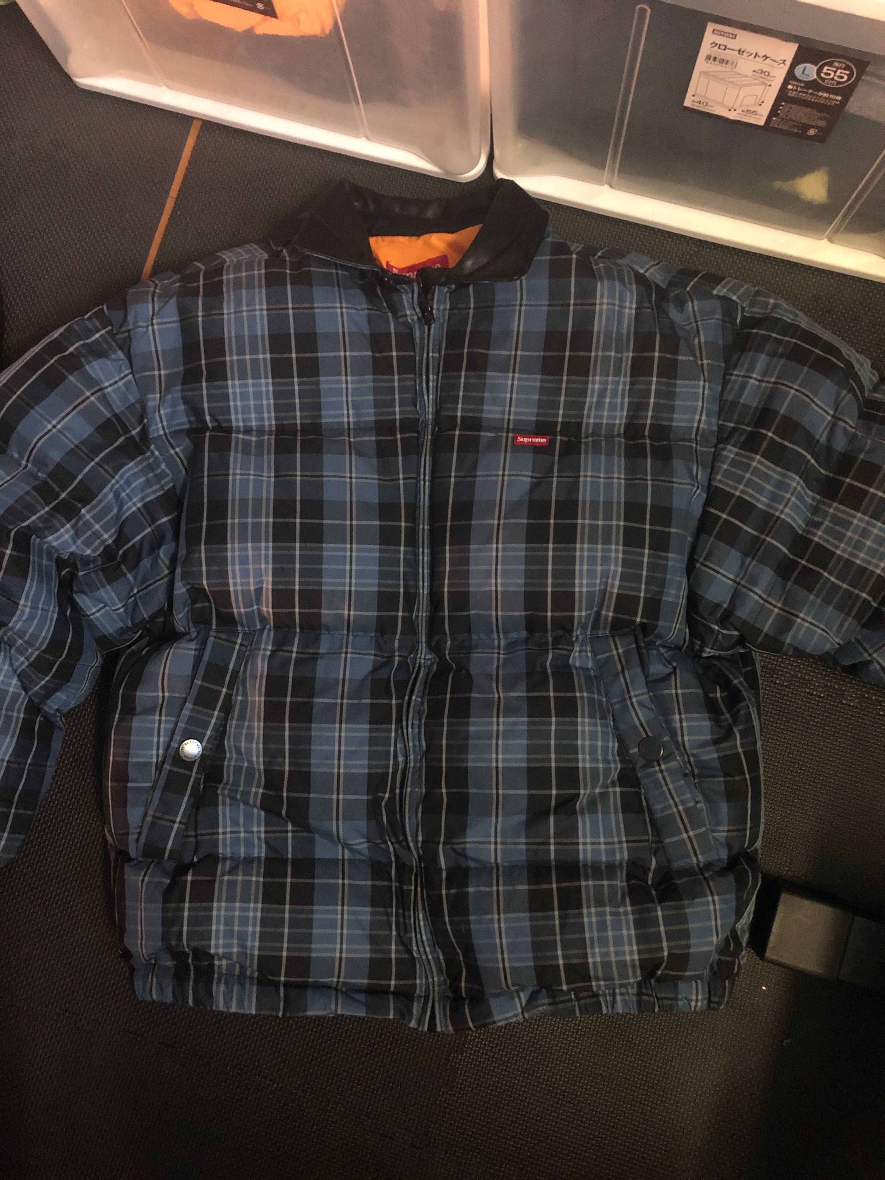 Supreme Leather Collar Puffy Jacket "Blue"