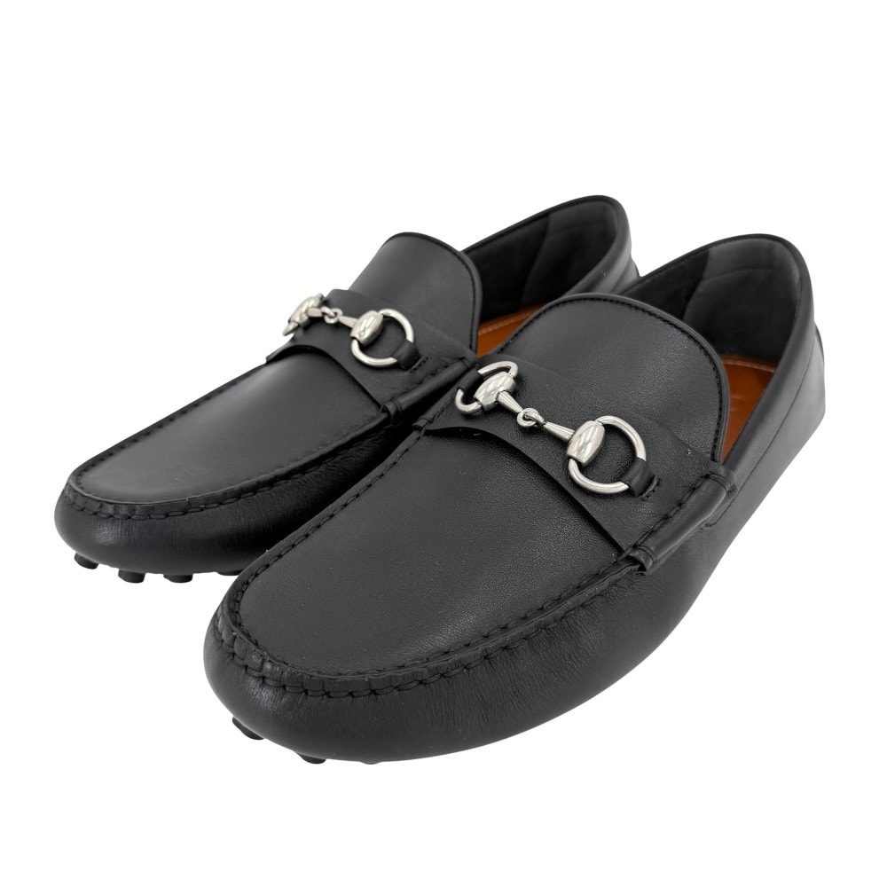 GUCCI グッチ ローファー ホースビット ドライビングシューズ 靴 7サイズ 約26cm 765859 レザー ブラック 黒 アンティークシルバー金具 メンズ 美品【中古品】