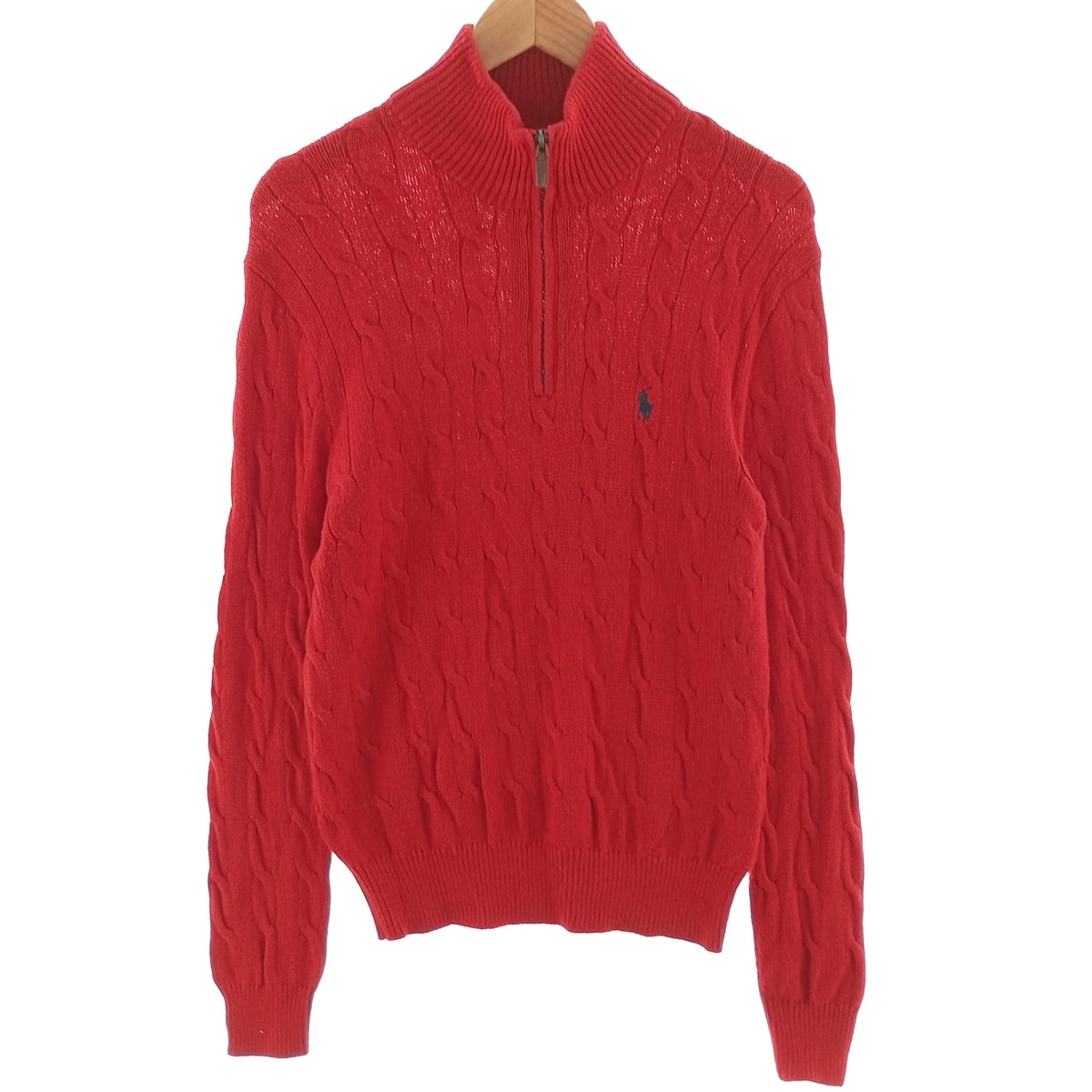 古着 ラルフローレン Ralph Lauren POLO RALPH LAUREN ケーブル編み コットンニットハーフジップセーター メンズXS相当/eaa401004