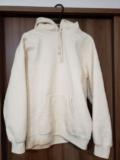 Supreme Embossed Logos Hooded Sweatshirt "Natural"