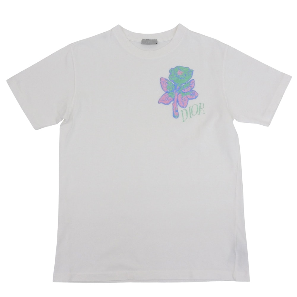 ディオール コットン Tシャツ トップス メンズ 白 ホワイト XS 943J605D0554 XS