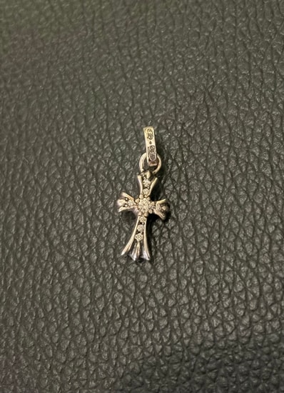 Chrome Hearts Cross Baby Fat Charm Pave Diamond "Silver"