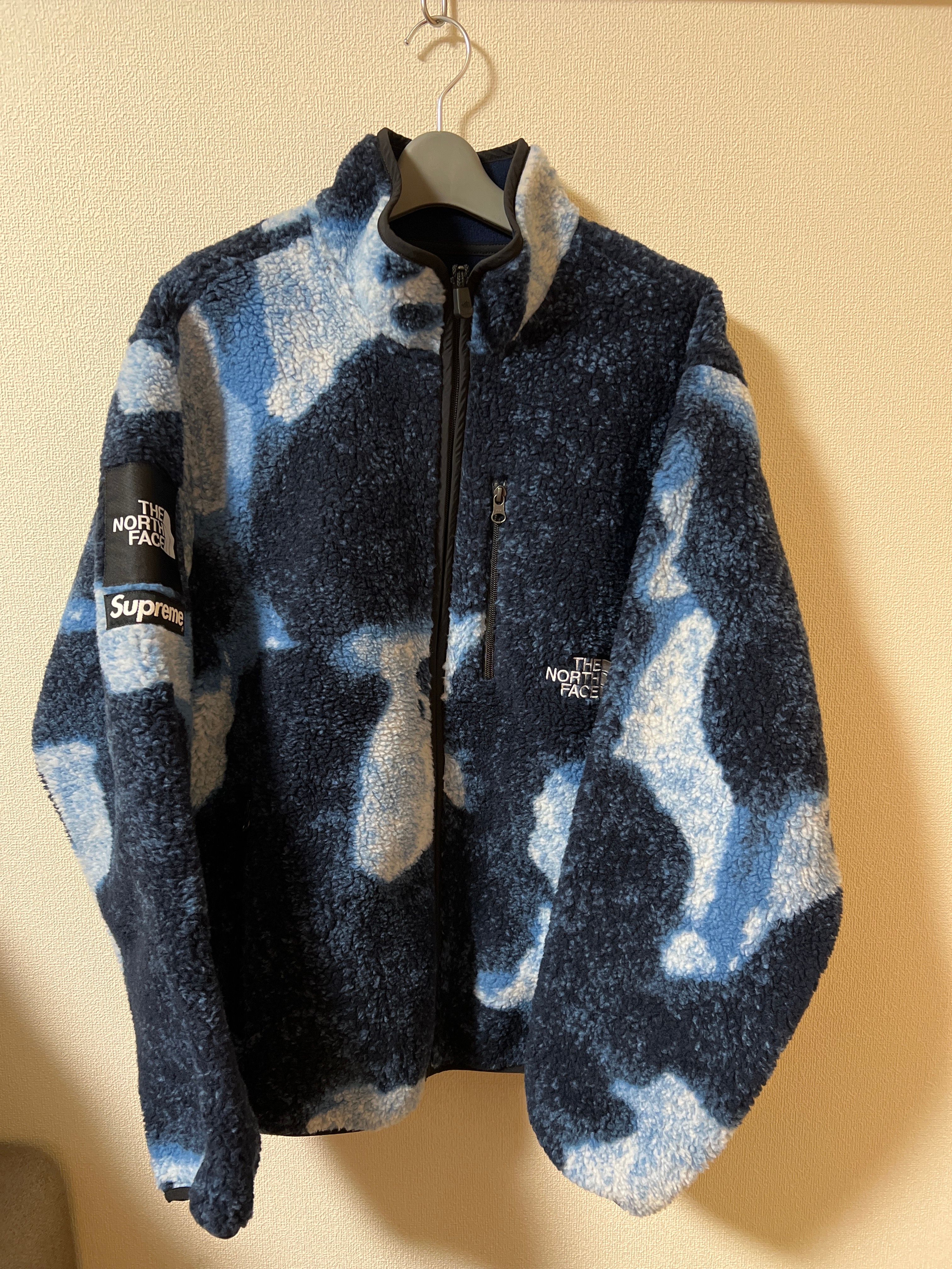 Supreme x The North Face Bleached Denim Print Fleece Jacket "Indigo"