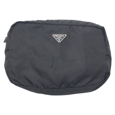 PRADA プラダ テスート 三角ロゴ ブラック 黒 ナイロン ポーチ メイクポーチ 男女兼用 603633 【中古】