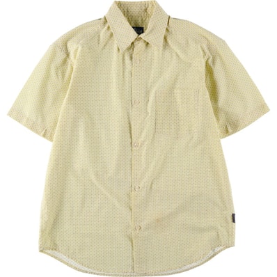 古着 90~00年代 ステューシー STUSSY 総柄 半袖 ポリコットンシャツ USA製 メンズS相当/eaa629205