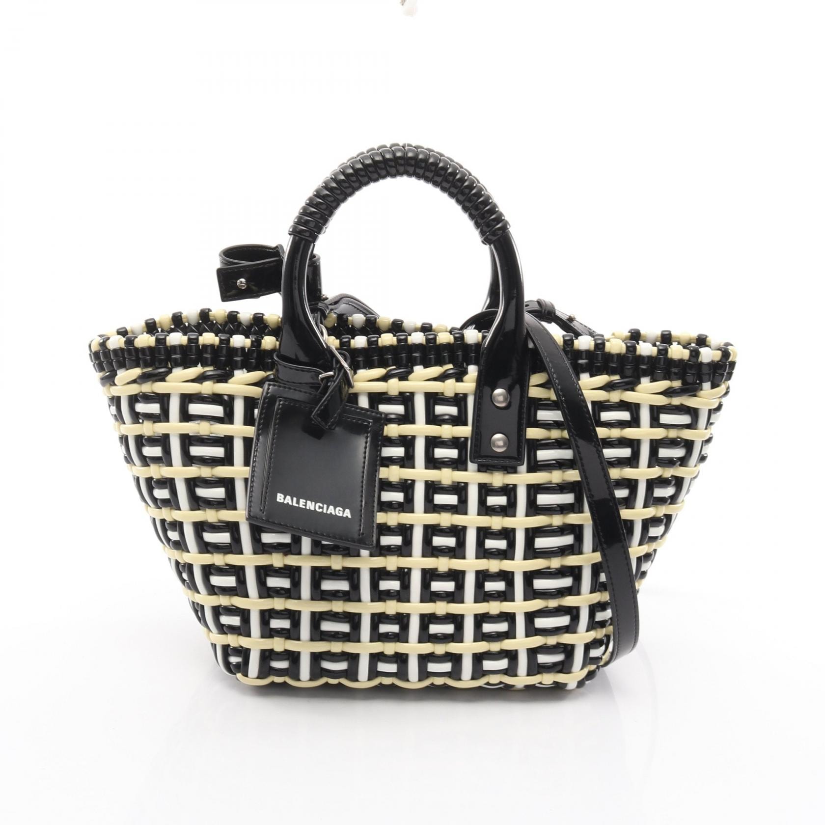 バレンシアガ BALENCIAGA ビストロXS ハンドバッグ バッグ ポリエステル ポリウレタン レディース ブラック系 / イエロー系 671312 【中古】