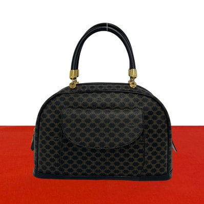 CELINE セリーヌ マカダム ブラゾン 柄 レザー PVC ハンドバッグ ブラック
45063