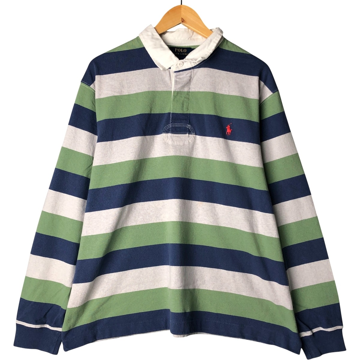 古着 ラルフローレン Ralph Lauren CLASSIC FIT クラシックフィット ボーダー柄 長袖 ラガーシャツ メンズXXL相当/eaa589320