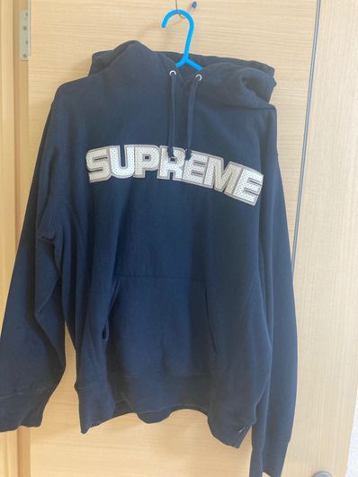 Supreme Perforated Leather Hooded Sweatshirt "Navy"