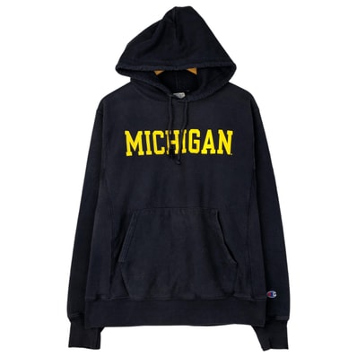 古着 チャンピオン Champion REVERSE WEAVE リバースウィーブ MICHIGAN ミシガン大学 カレッジ スウェットプルオーバーパーカー メンズM相当/eaa607321