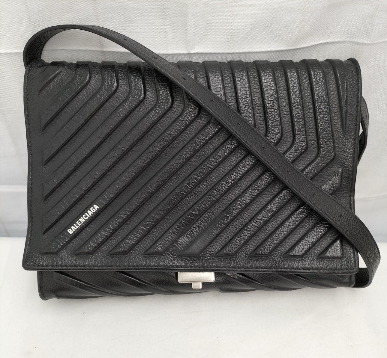 BALENCIAGA Car Flap Bag With Strap Dirty Effect "Black"
