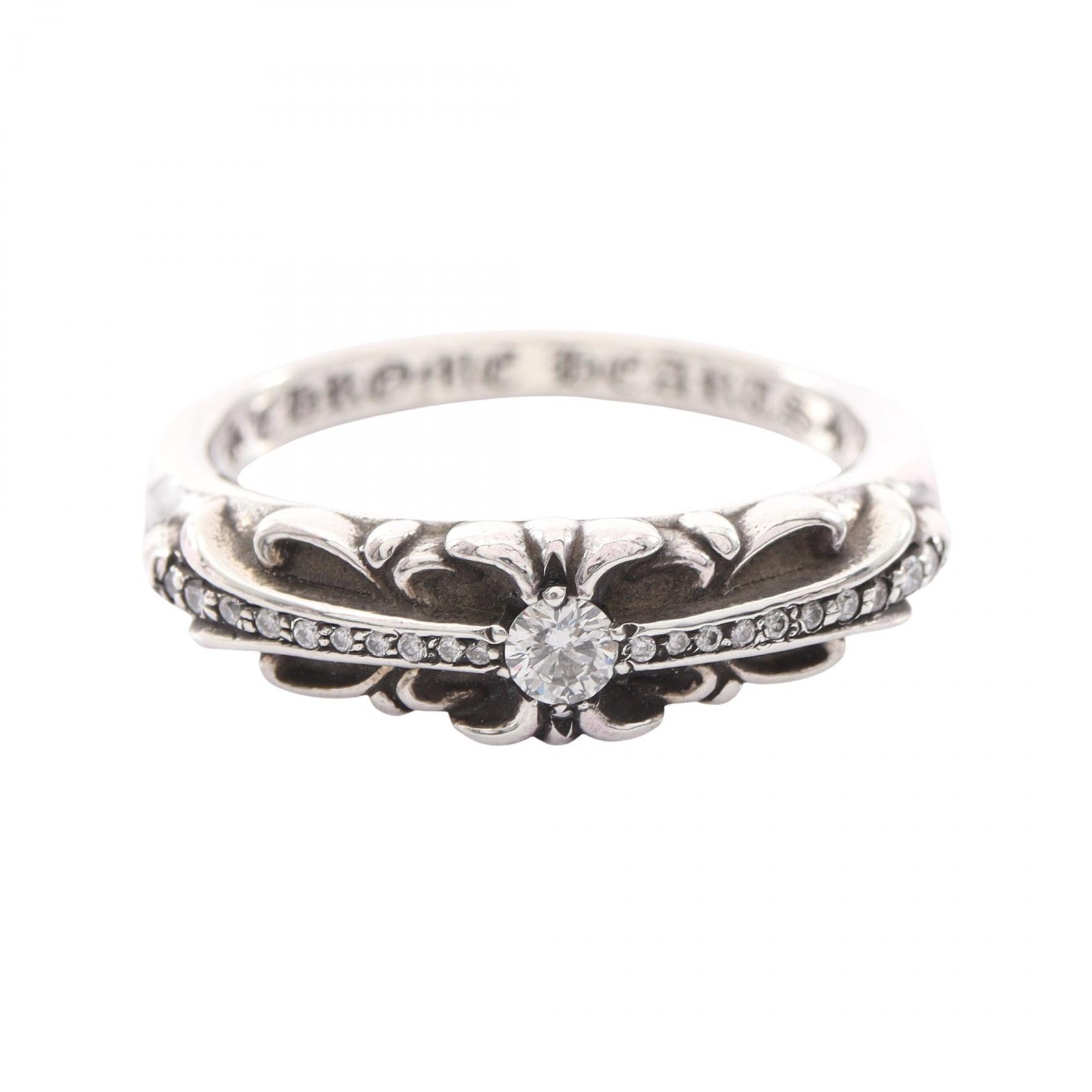 クロムハーツ CHROME HEARTS ベイビークラシック フローラルクロス パヴェダイヤ リング・指輪 ジュエリー シルバー925 ダイヤモンド メンズ シルバー系 【中古】