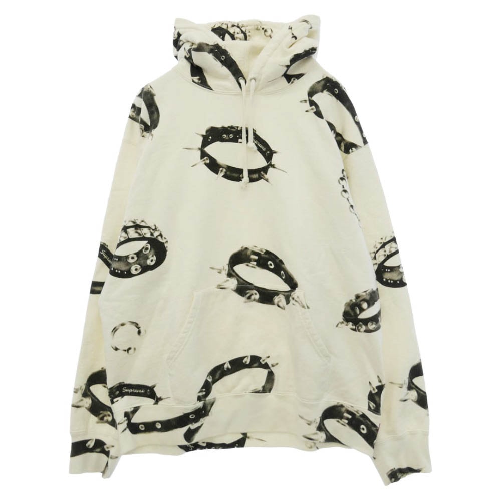 Supreme シュプリーム 20AW Studded Collars Hooded Sweatshirt スタッズ カラーズ スウェット プルオーバー パーカー フーディ ホワイト系 L【中古】