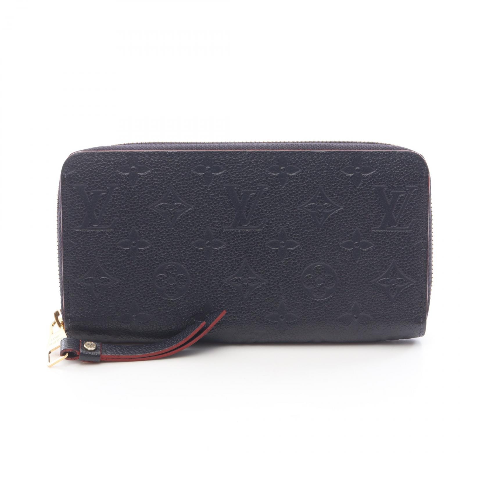 ルイ・ヴィトン LOUIS VUITTON ジッピー ウォレット モノグラムアンプラント マリーヌルージュ ラウンド長財布 財布 レザー モノグラム・アンプラント マリーヌルージュ レディース ネイビー系 / レッド系