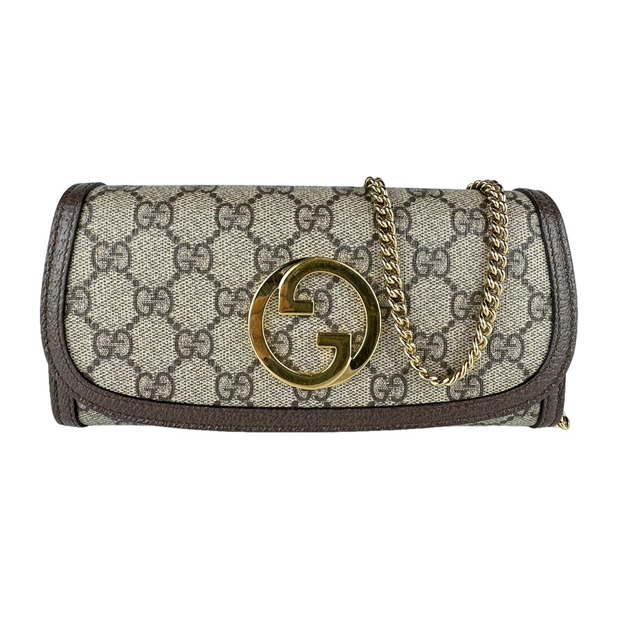 グッチ GUCCI チェーンウォレット ブロンディ GGスプリームキャンバス ブラウン レディース 725215【中古】 z9131