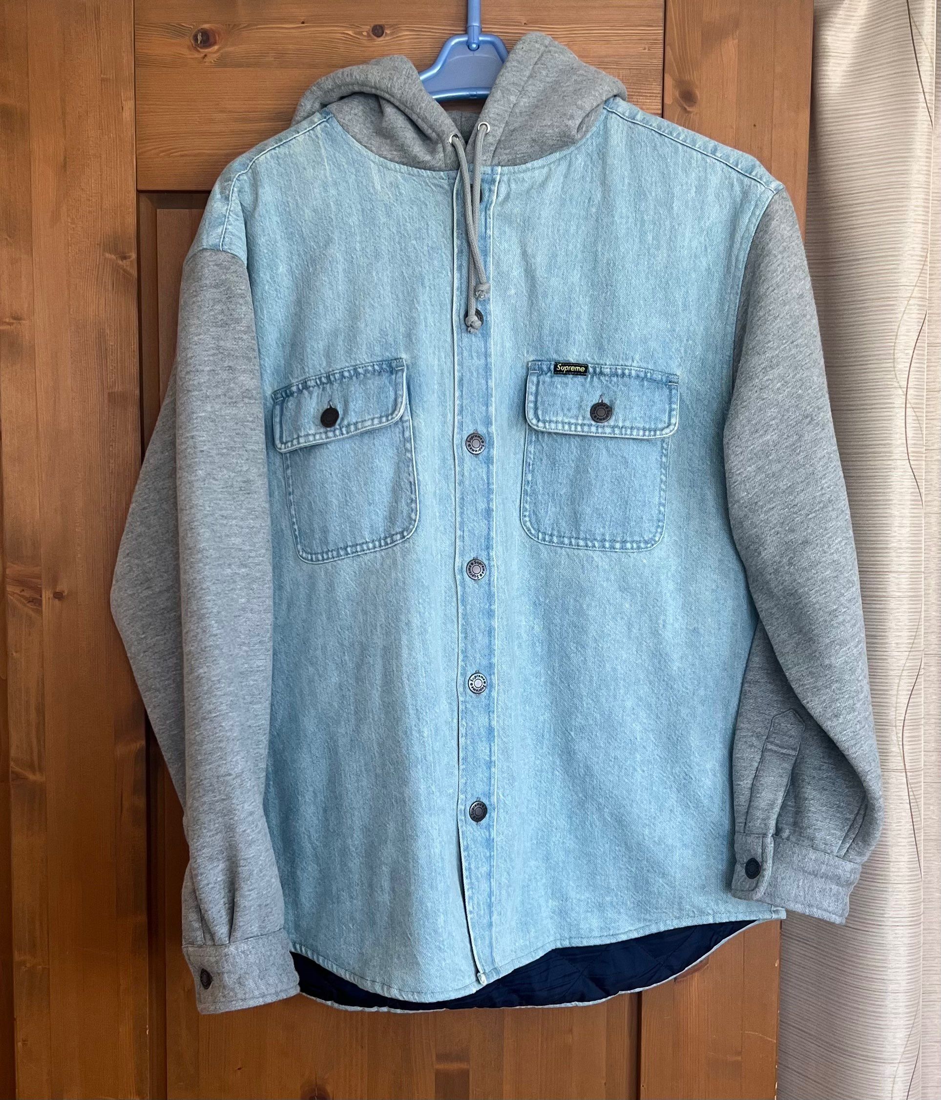 Supreme Fleece Hooded Denim Shirt "Blue"