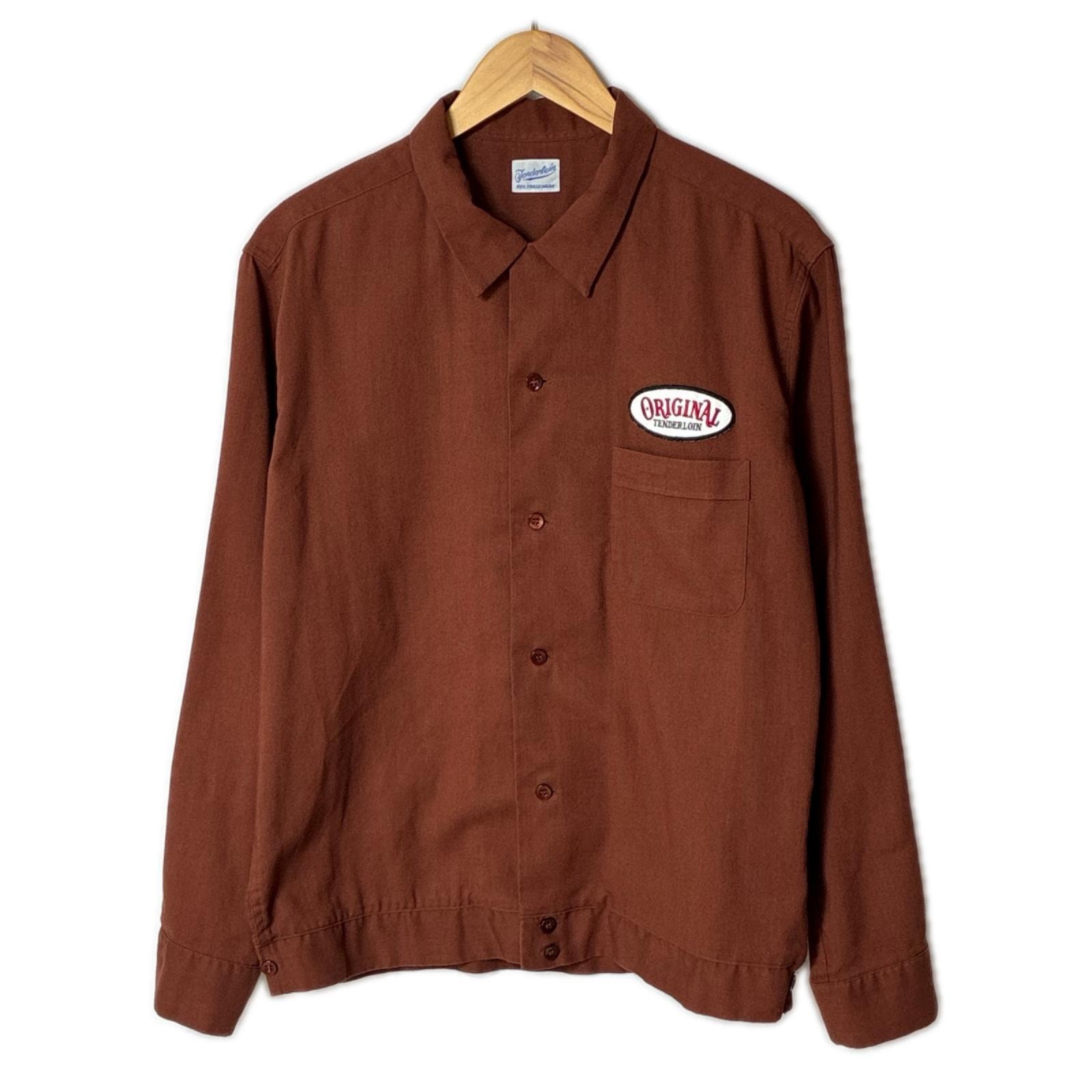 TENDERLOIN テンダーロイン 長袖 シャツ SIZE M ワッペン メンズ ブラウン