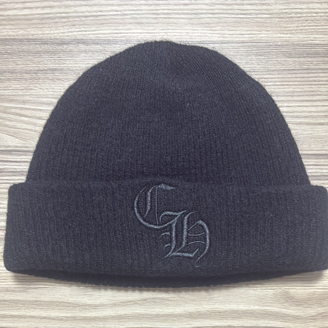 クロムハーツ 帽子 ビーニー CHロゴ 刺繍 ニット帽 ウール ブラック